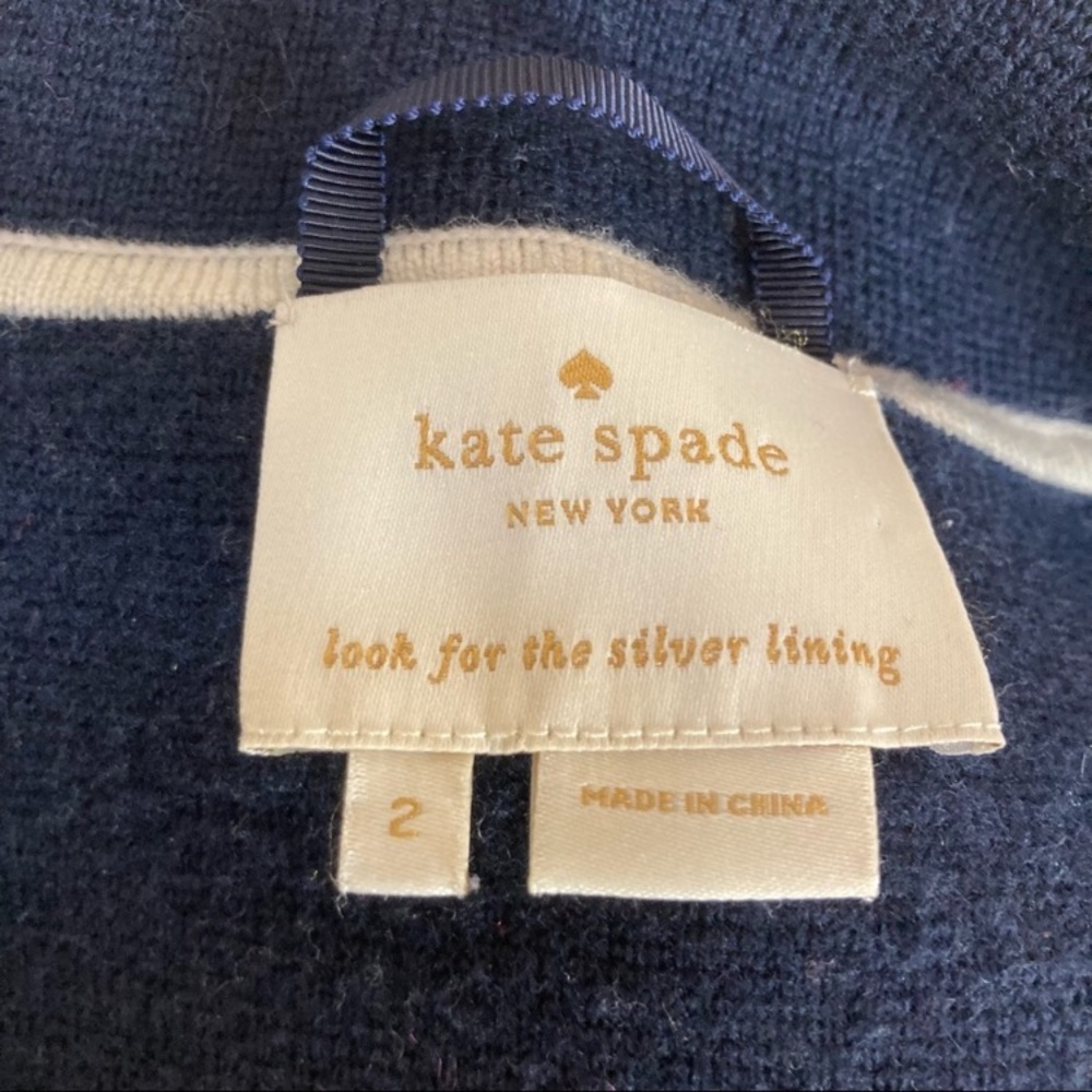 Kate Spade Mayson Sweater Jacket Midnight Blue and Cream Women’s Sz 2 - Picture 6 of 6